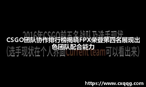 CSGO团队协作排行榜揭晓FPX荣登第四名展现出色团队配合能力